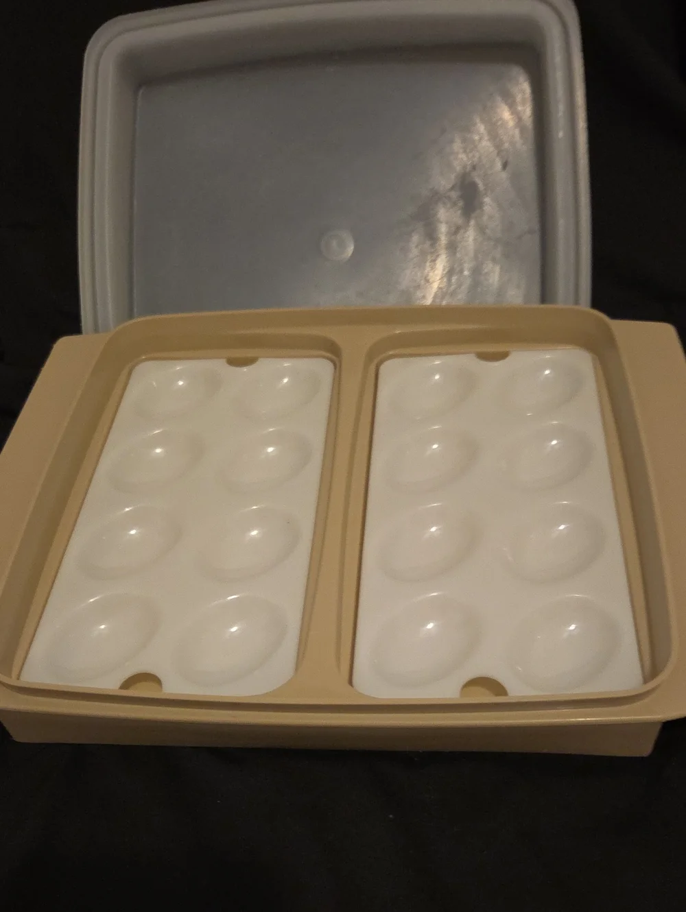 Tupperware Egg Carrier in Cream and White